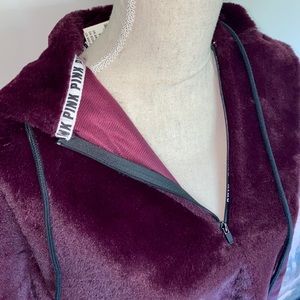 Victoria’s Secret pink faux fur campus pull over